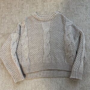 OAK + FORT Cream Cable Knit Sweater